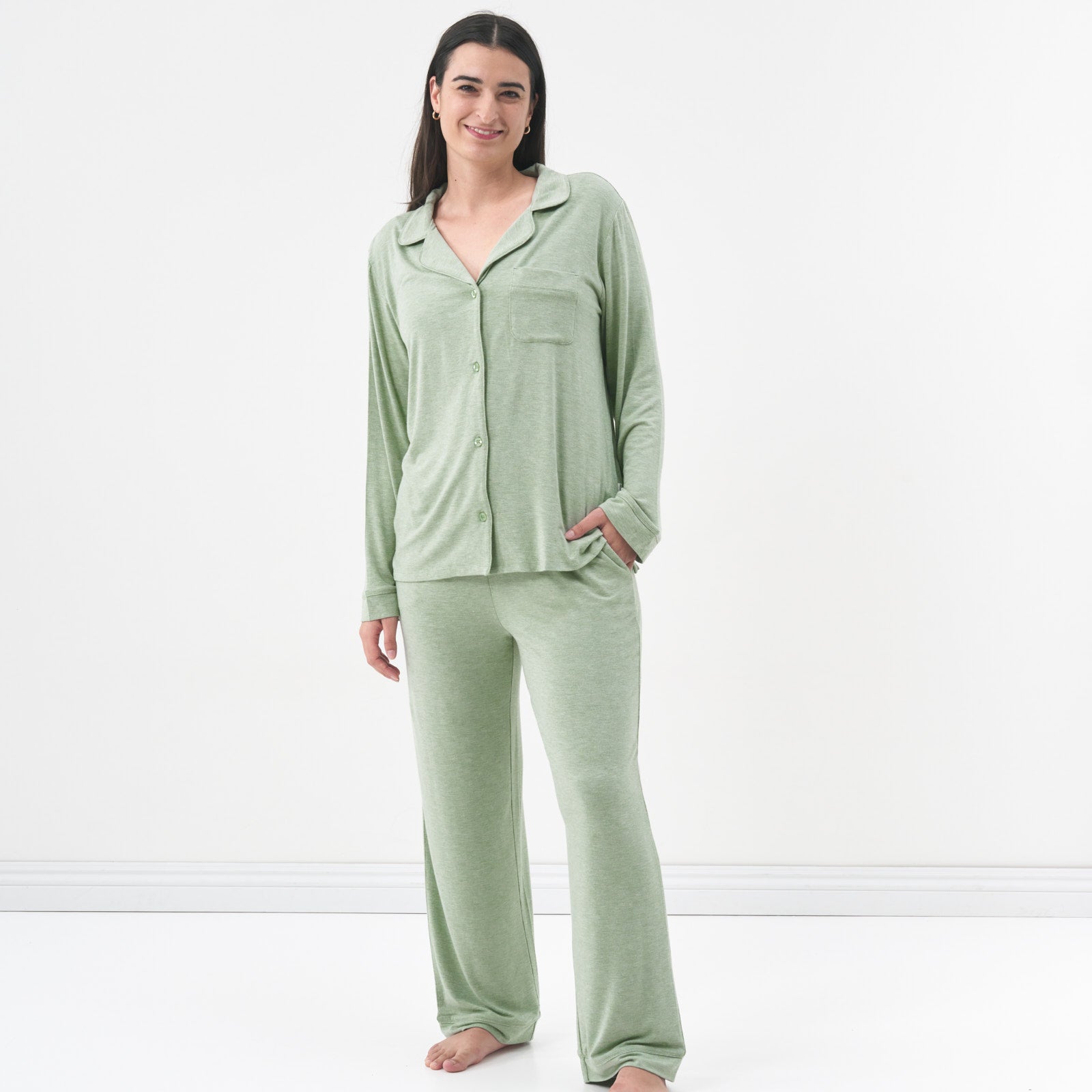 Heather Sage Women's Long Sleeve Pajama Set