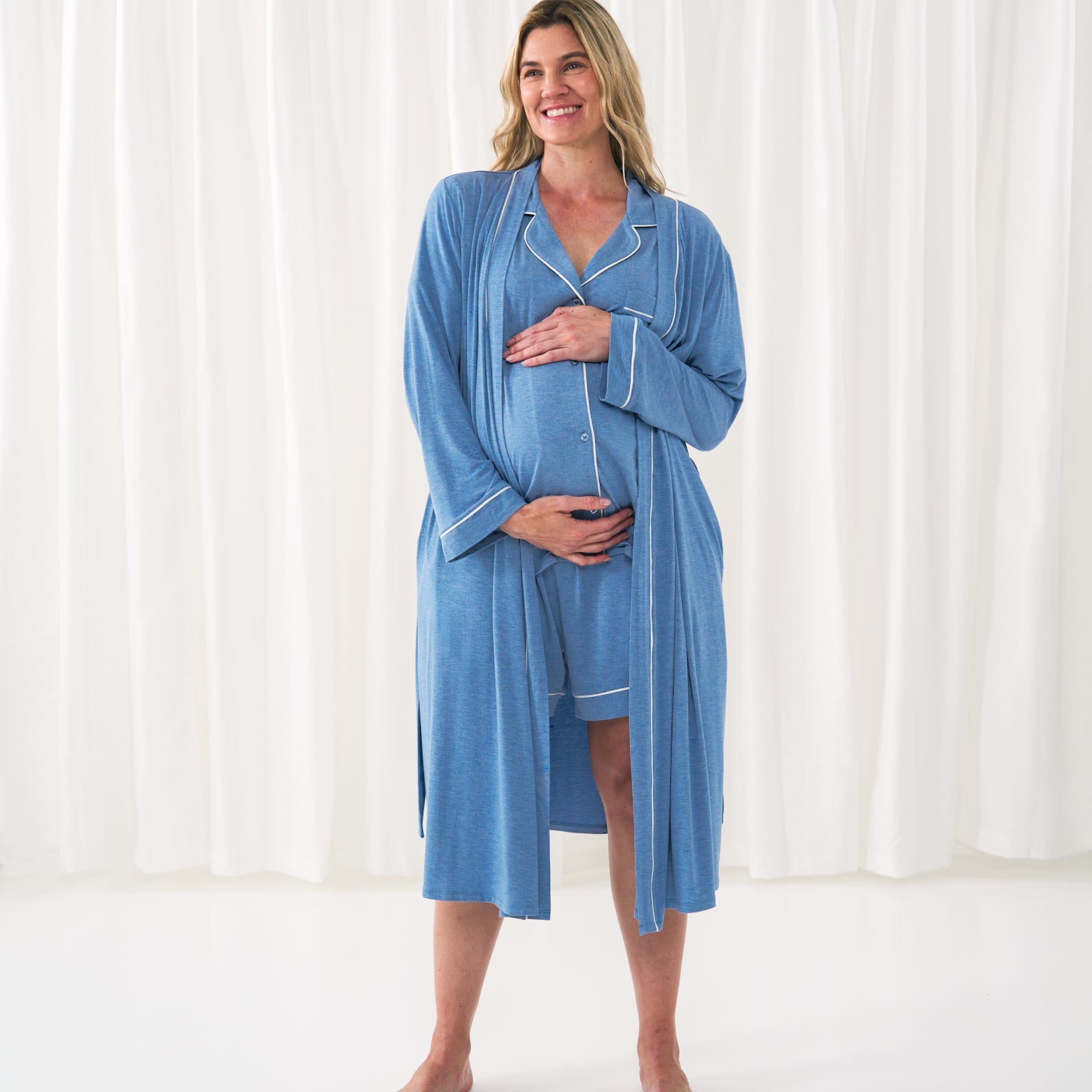 Heather Blue Women's Short Sleeve & Shorts Pajama Set
