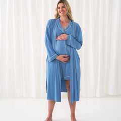 Heather Blue Women's Short Sleeve & Shorts Pajama Set