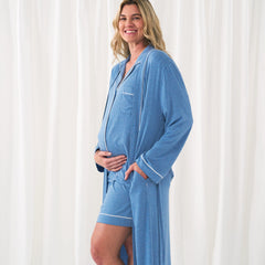 Heather Blue Women's Short Sleeve & Shorts Pajama Set
