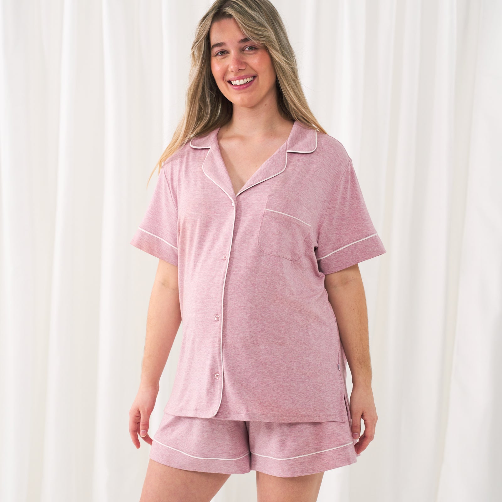 Heather Mauve Women's Short Sleeve & Shorts Pajama Set