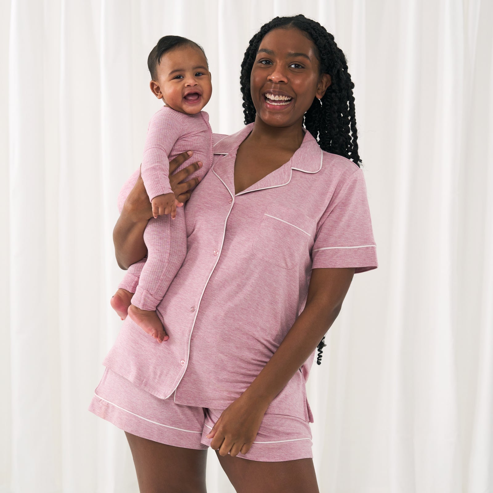 Heather Mauve Women's Short Sleeve & Shorts Pajama Set