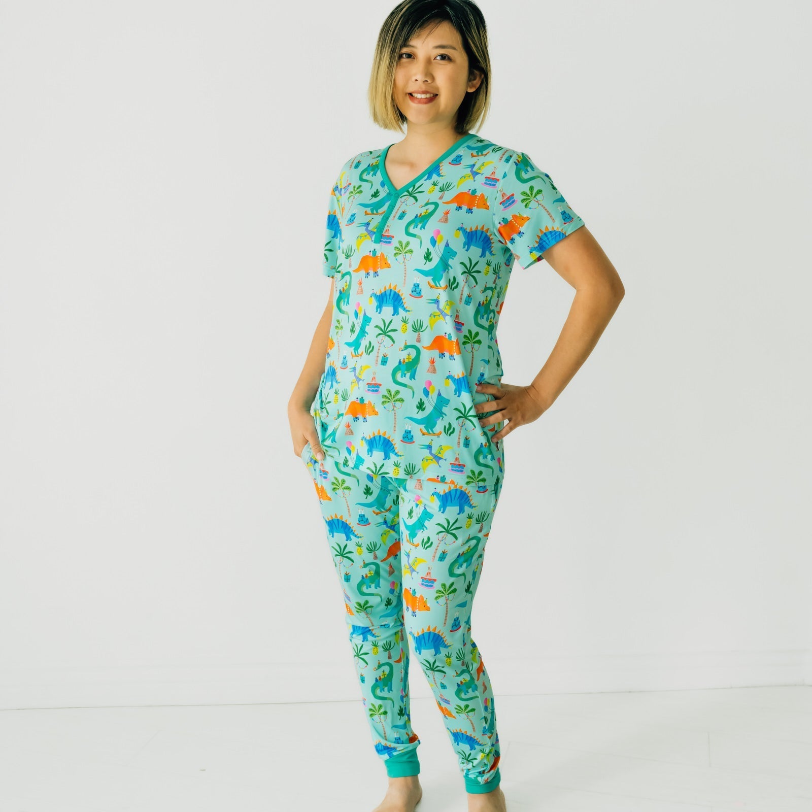 Prehistoric Party Women's Short Sleeve Pajama Top