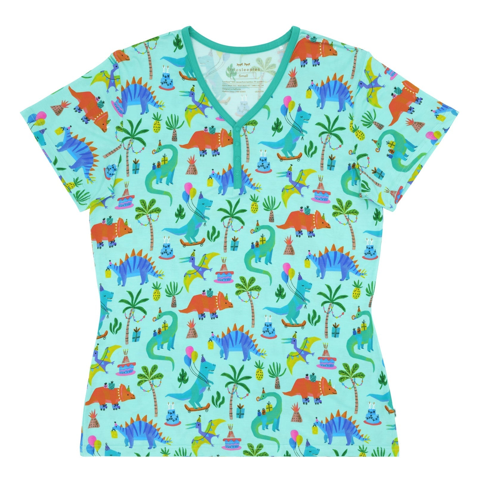 Prehistoric Party Women's Short Sleeve Pajama Top