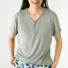 Heather Gray Women's Short Sleeve Pajama Top