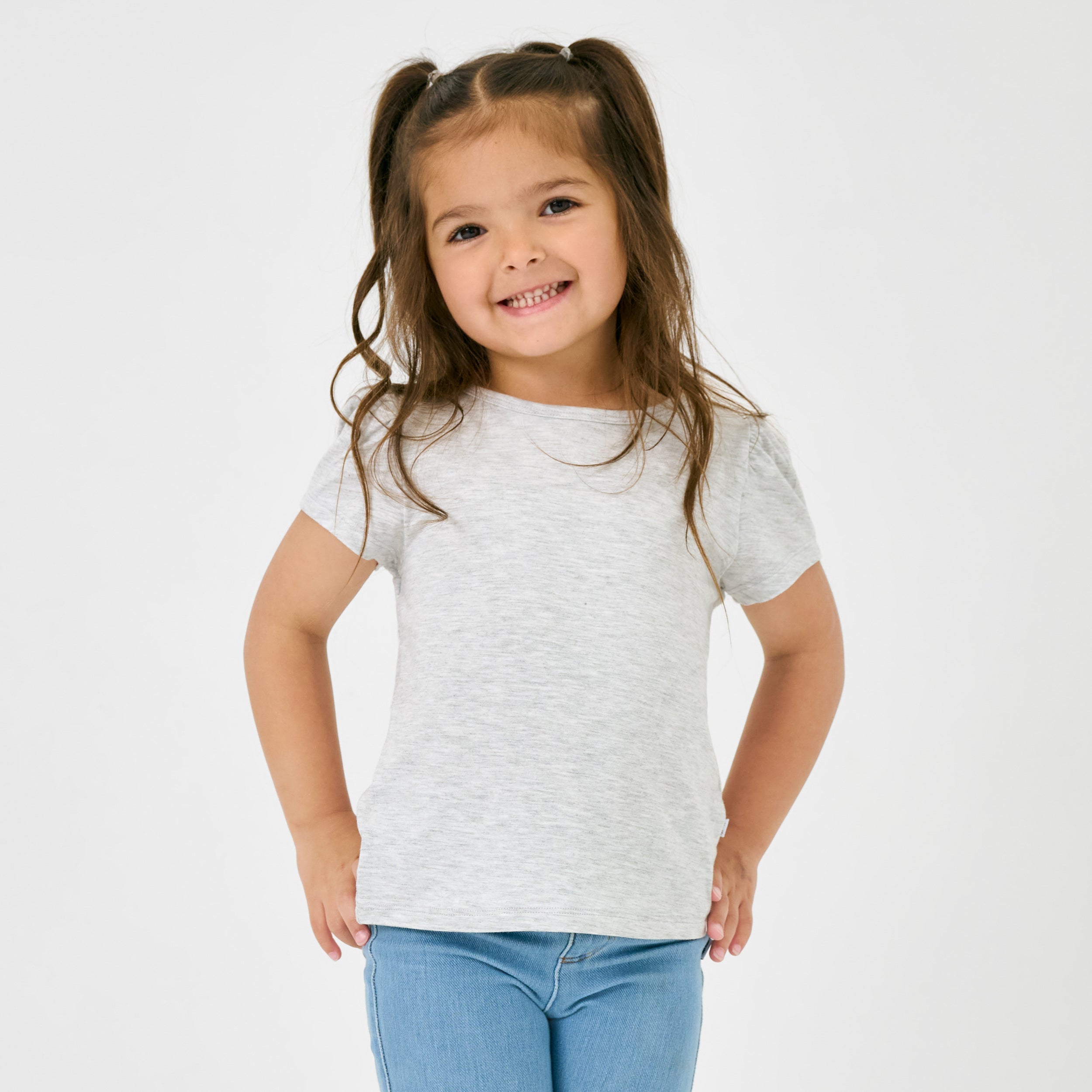 Light Heather Gray Puff Sleeve Tee