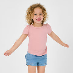 Mauve Blush Puff Sleeve Tee