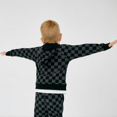 Monochrome Checks Zip Hoodie