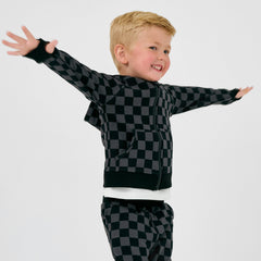 Monochrome Checks Zip Hoodie