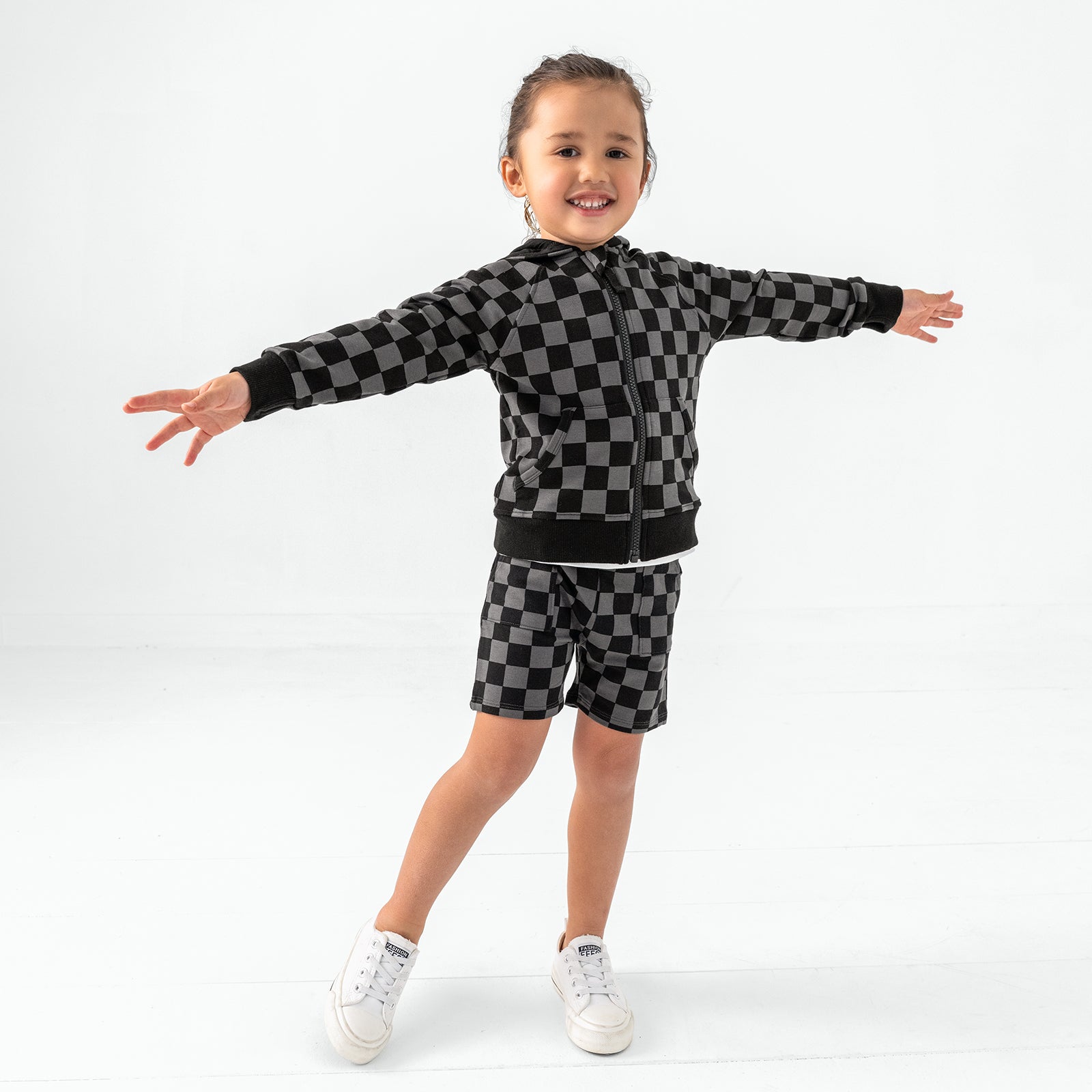 Monochrome Checks Zip Hoodie