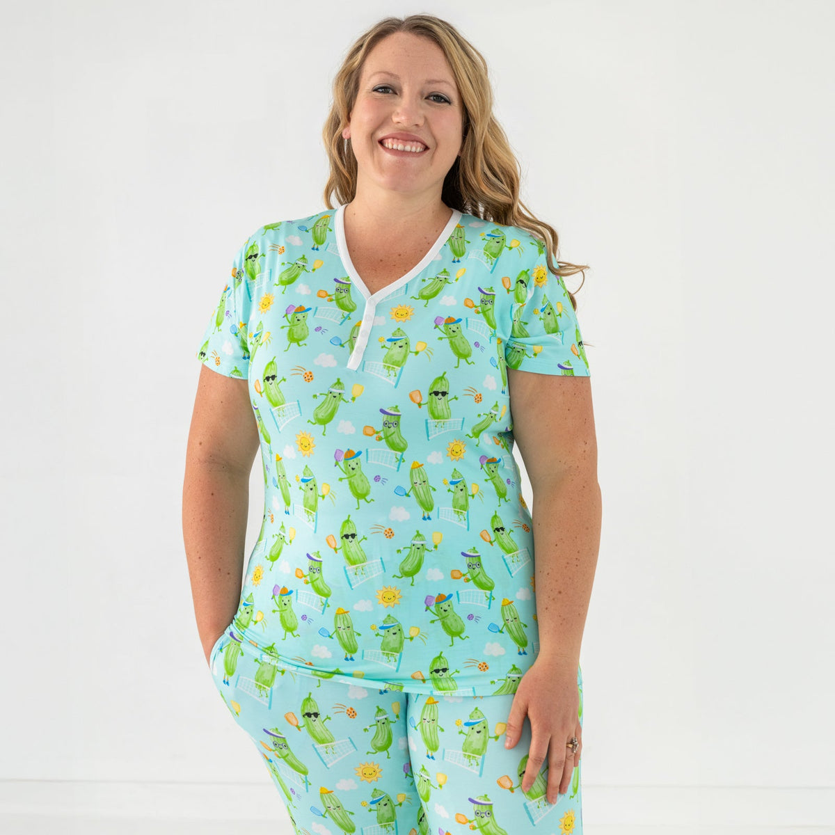 Pickle Power Women's Short Sleeve Pajama Top