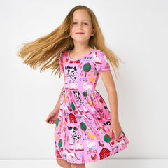 Pink Farm Fam Skater Dress