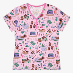 Pink Camp Sleepies Women's Short Sleeve Pajama Top