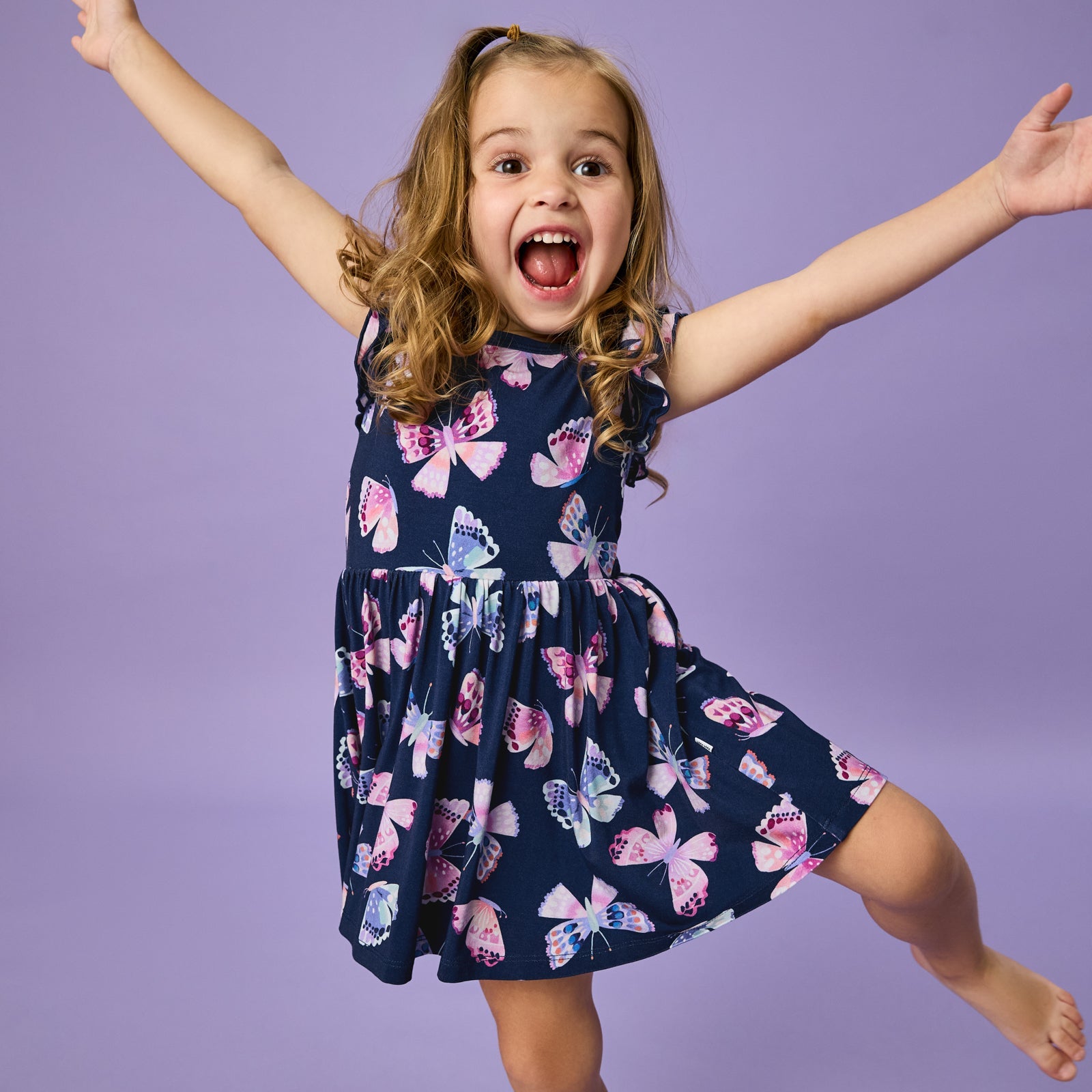 Royal Butterflies Flutter Twirl Dress with Bodysuit