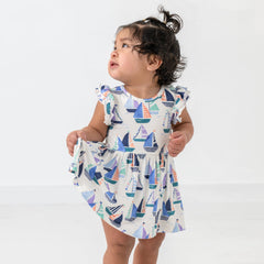 Seas The Day Flutter Skater Dress with Bodysuit