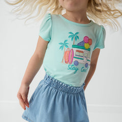 Aqua Mint Stay Cool Puff Sleeve Tee