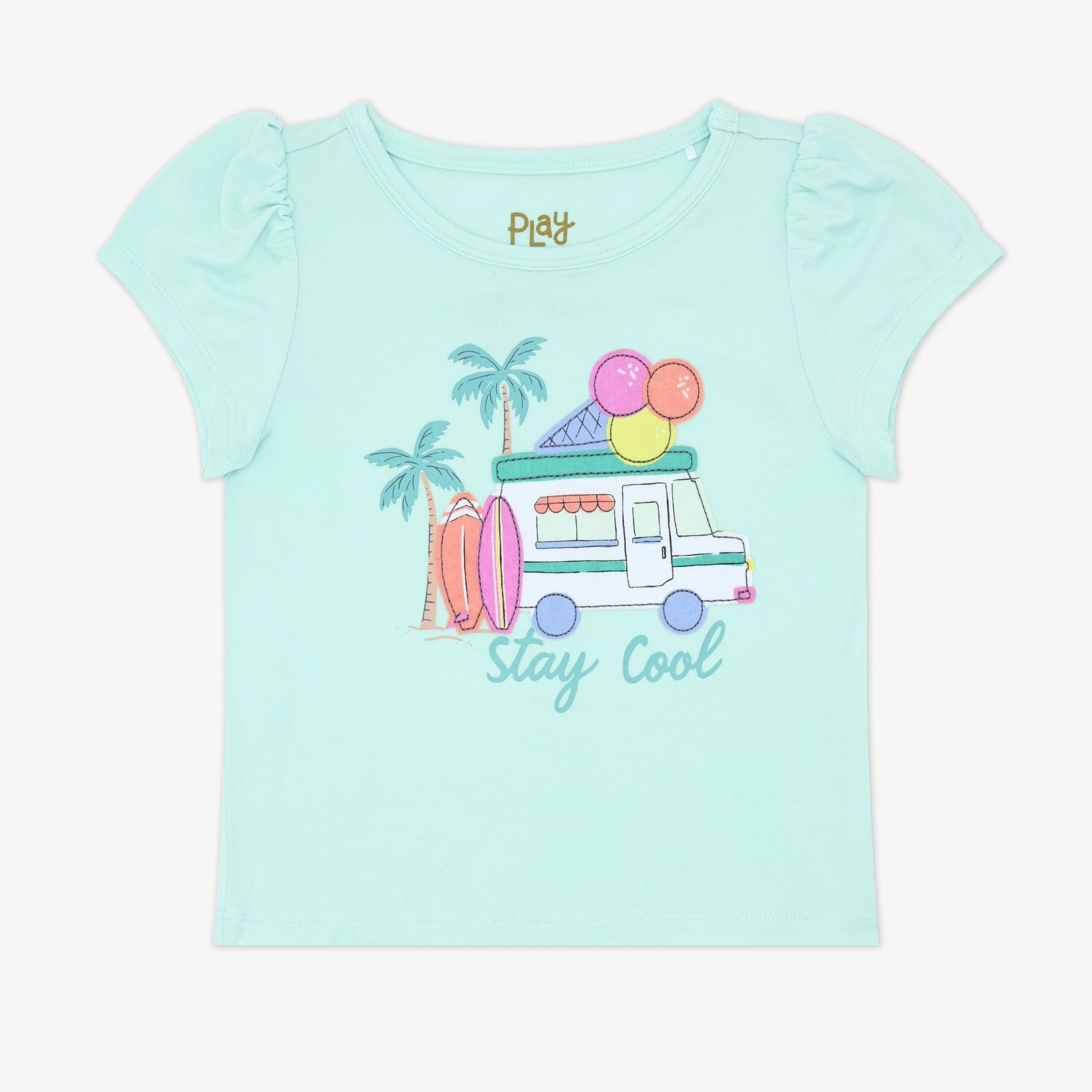 Aqua Mint Stay Cool Puff Sleeve Tee