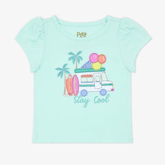 Aqua Mint Stay Cool Puff Sleeve Tee