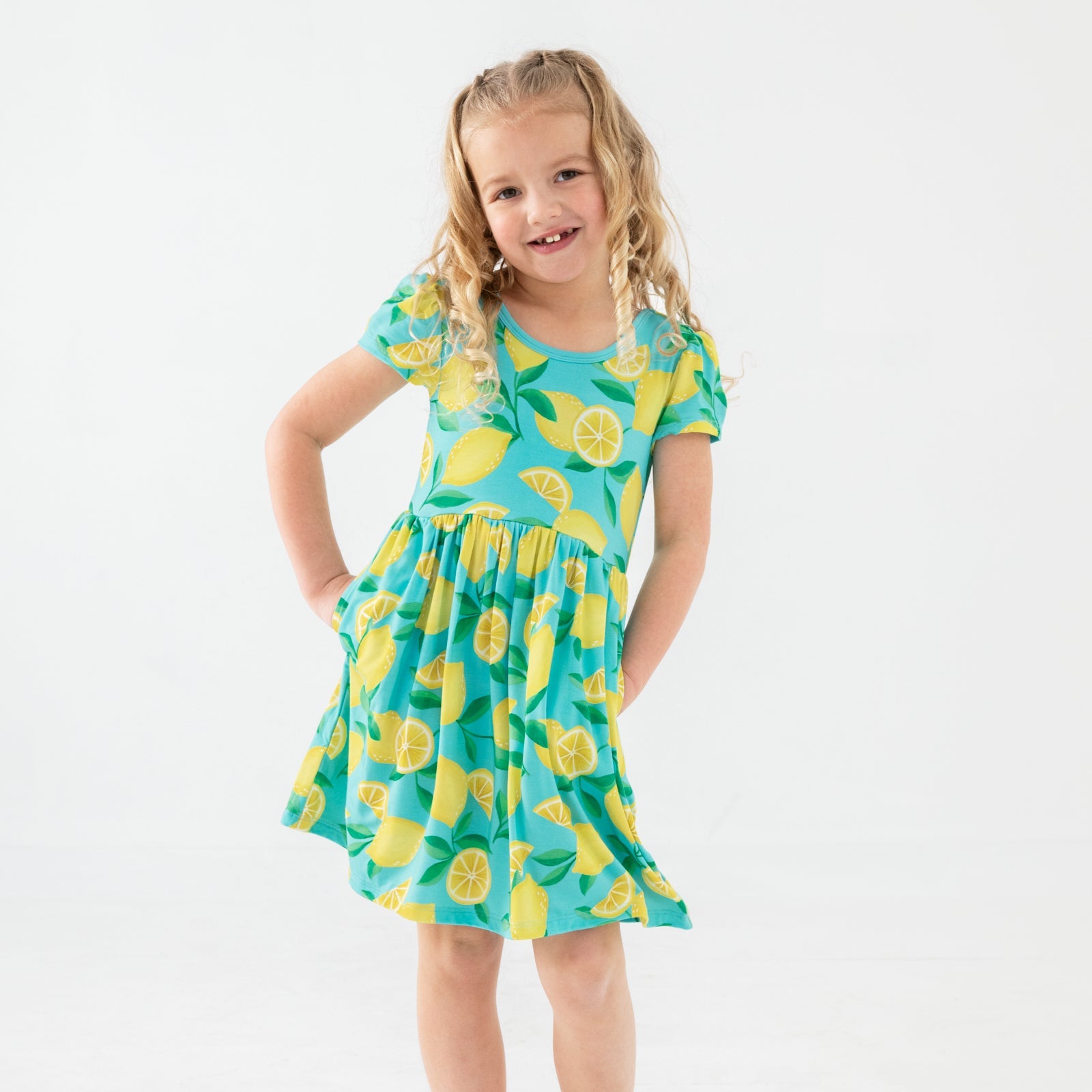 Blue Sunny Citrus Skater Dress