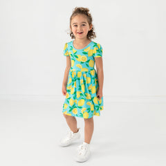 Blue Sunny Citrus Skater Dress