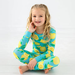 Blue Sunny Citrus Two-Piece Pajama Set