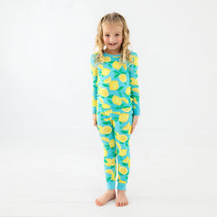 Blue Sunny Citrus Two-Piece Pajama Set
