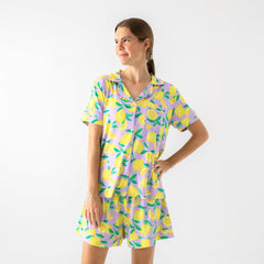 Lavender Sunny Citrus Women's Short Sleeve & Shorts Pajama Set