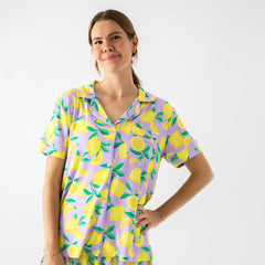 Lavender Sunny Citrus Women's Short Sleeve & Shorts Pajama Set