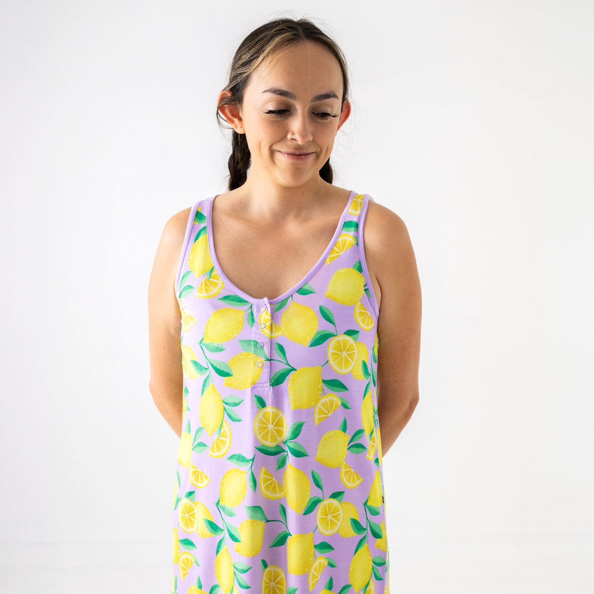 Lavender Sunny Citrus Women's Sleeveless Nightgown