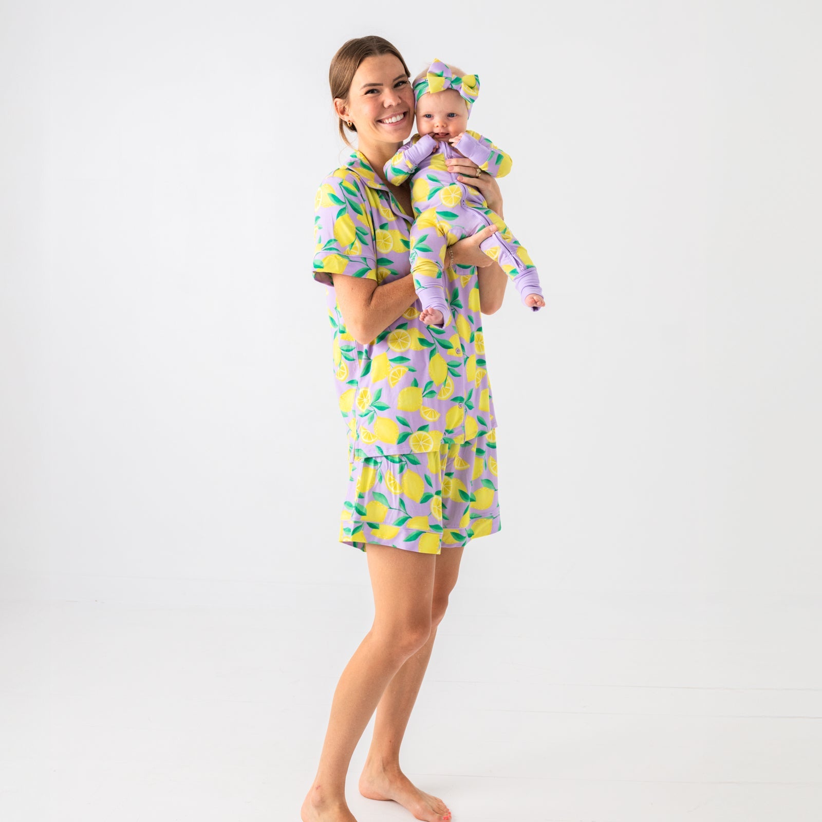 Lavender Sunny Citrus Women's Short Sleeve & Shorts Pajama Set