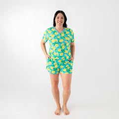 Blue Sunny Citrus Women's Short Sleeve Pajama Top
