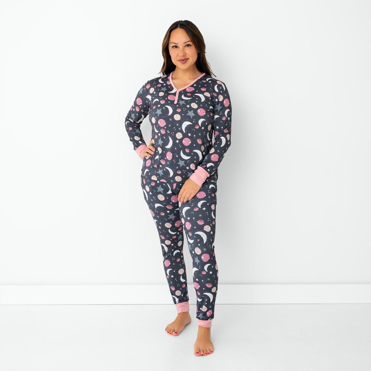 Pink To the Moon & Back Women's Bamboo Viscose Pajama Top