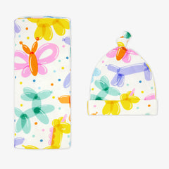 Balloon Bash Swaddle & Hat Set