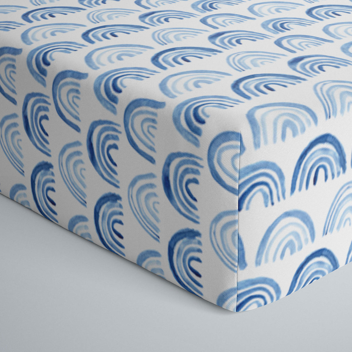 Blue Rainbows Fitted Crib Sheet
