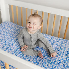 Blue Rainbows Fitted Crib Sheet