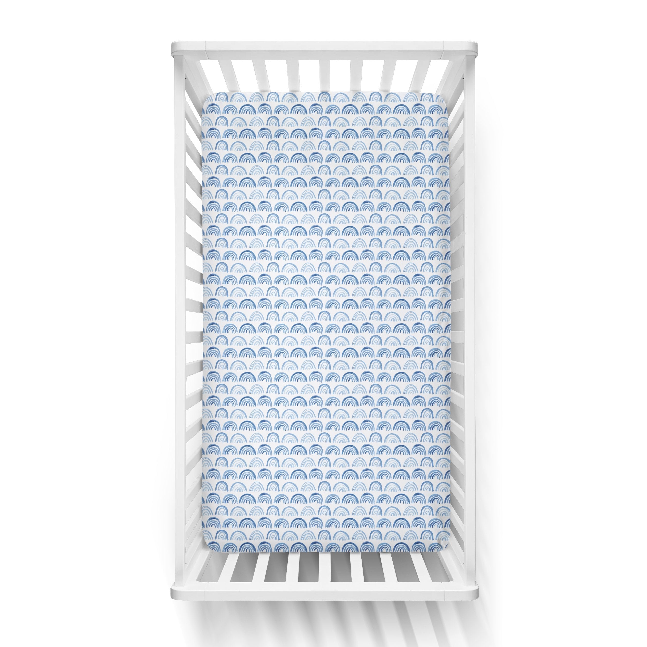 Blue Rainbows Fitted Crib Sheet