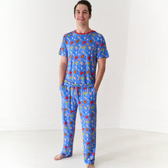 Blue All Stars Men's Short Sleeve Pajama Top