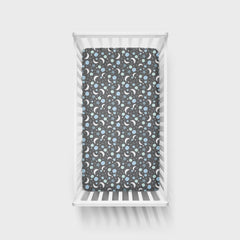 Blue To the Moon & Back Fitted Crib Sheet