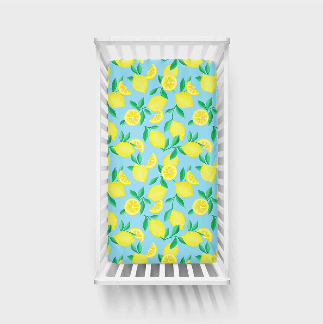 Blue Sunny Citrus Fitted Crib Sheet