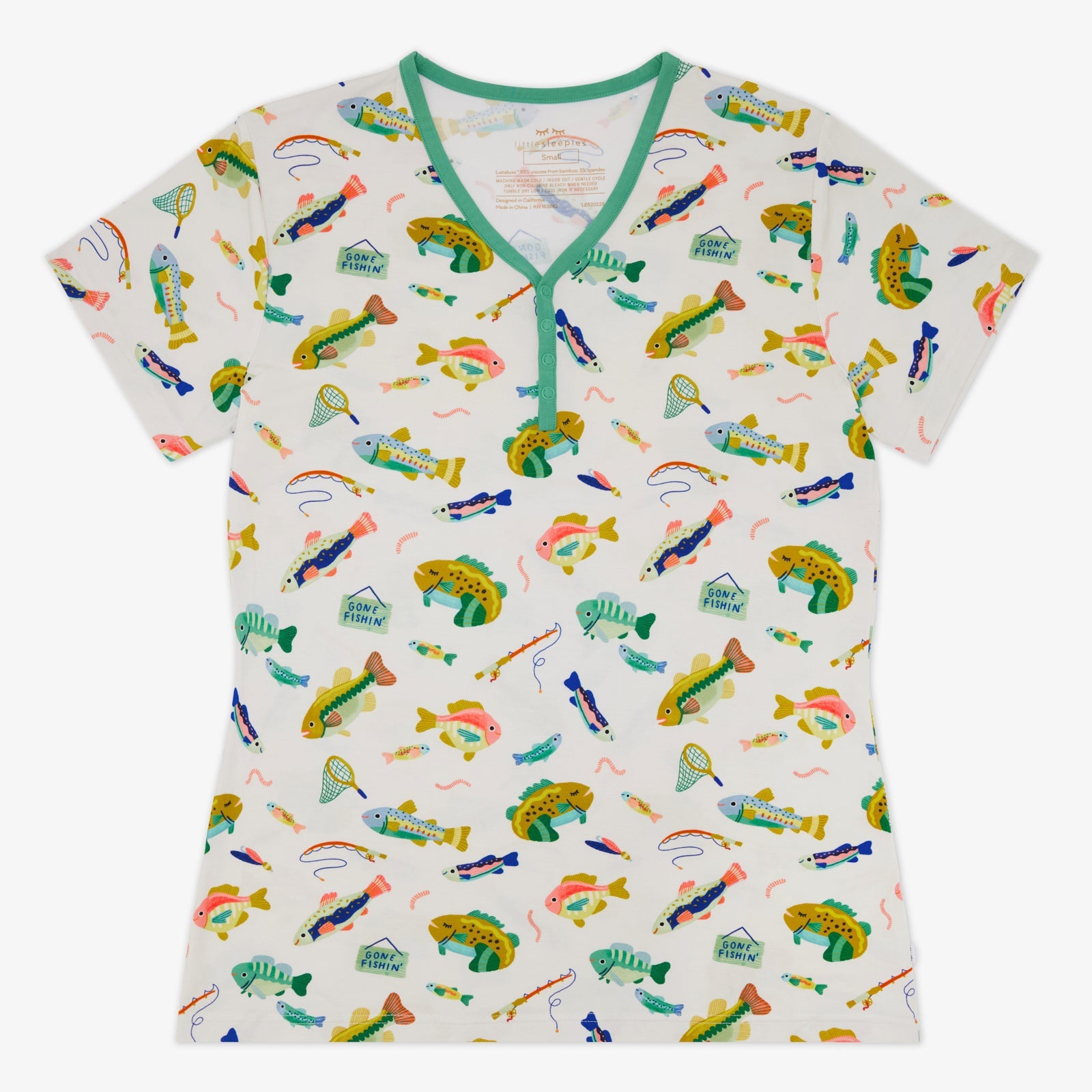 Gone Fishin' Women's Short Sleeve Pajama Top