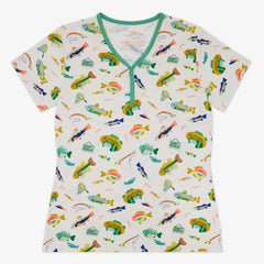 Gone Fishin' Women's Short Sleeve Pajama Top