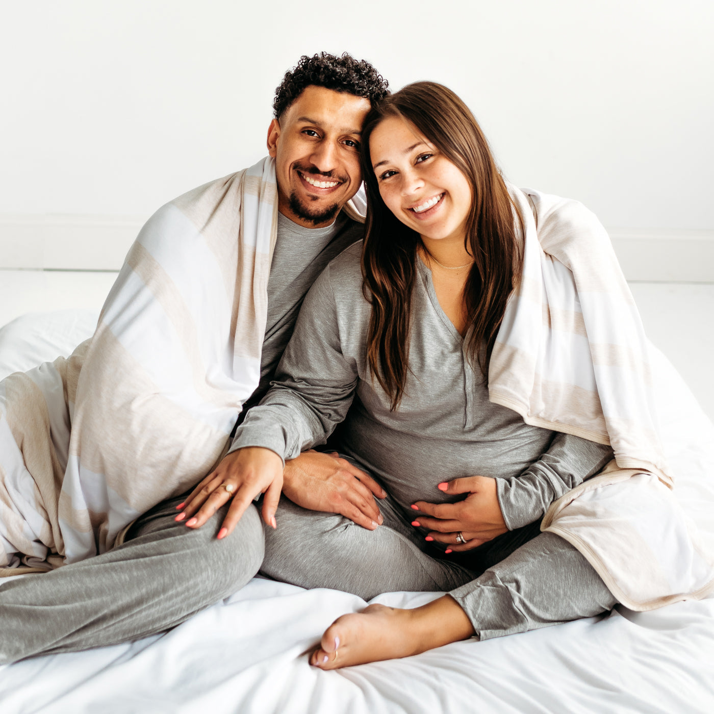 Heather Oatmeal Stripe Oversized Cloud Blanket®