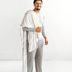 Heather Oatmeal Stripe Oversized Cloud Blanket®
