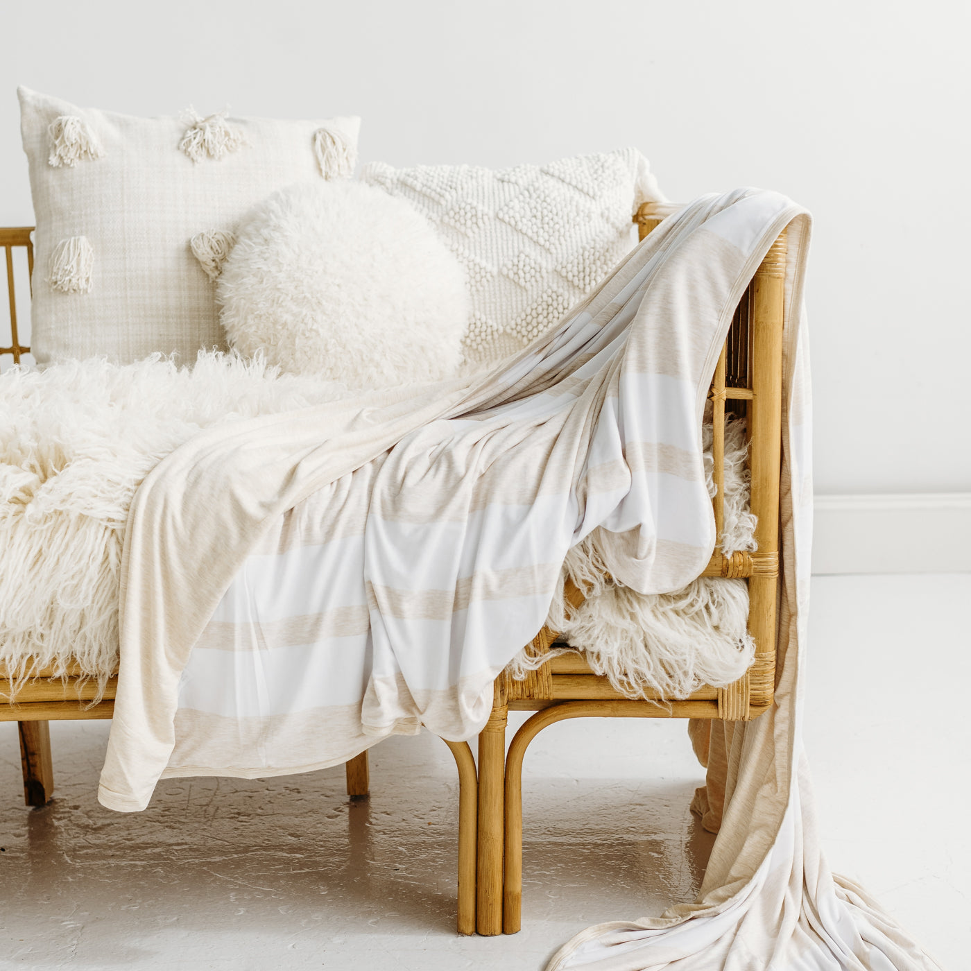 Heather Oatmeal Stripe Oversized Cloud Blanket®
