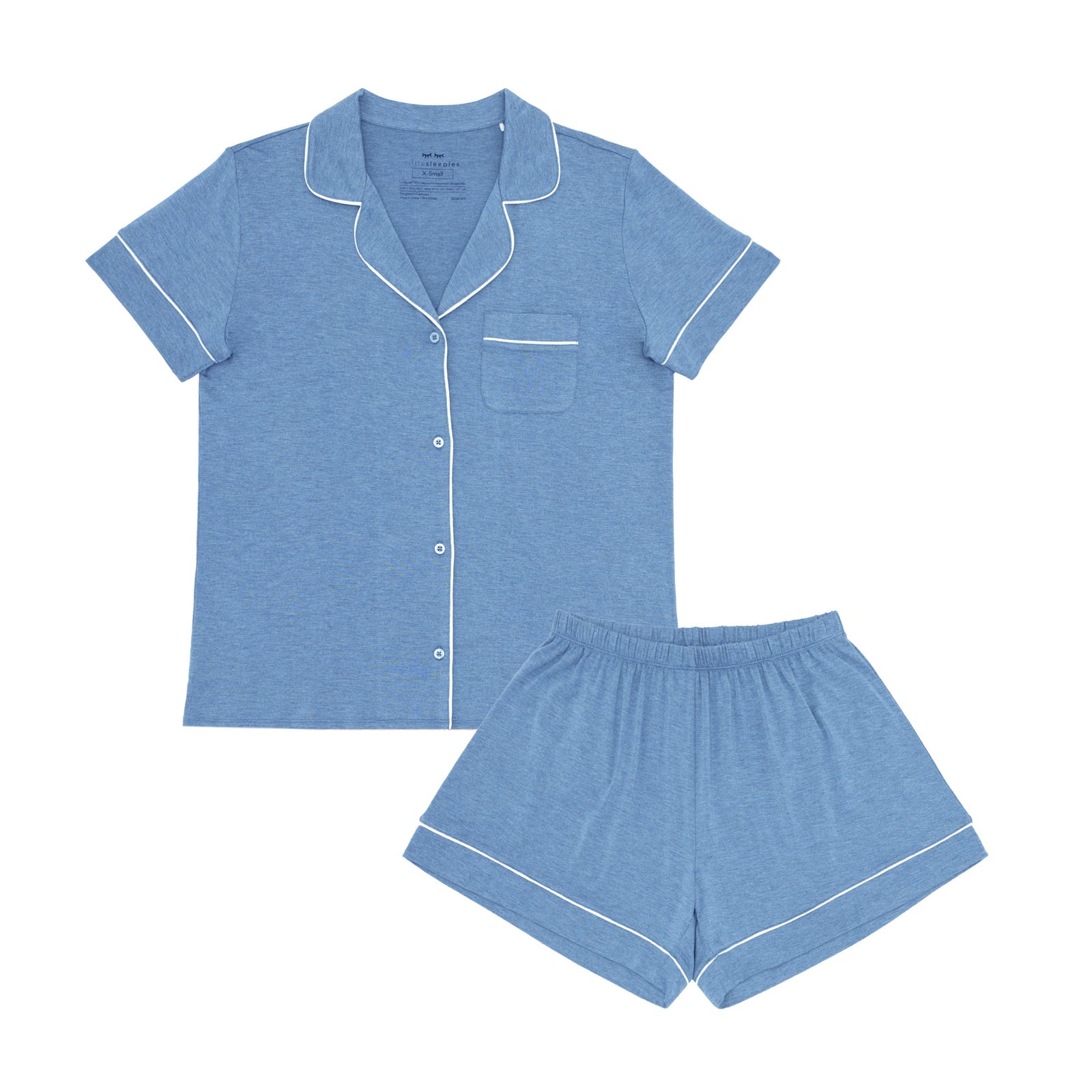 Heather Blue Women's Short Sleeve & Shorts Pajama Set
