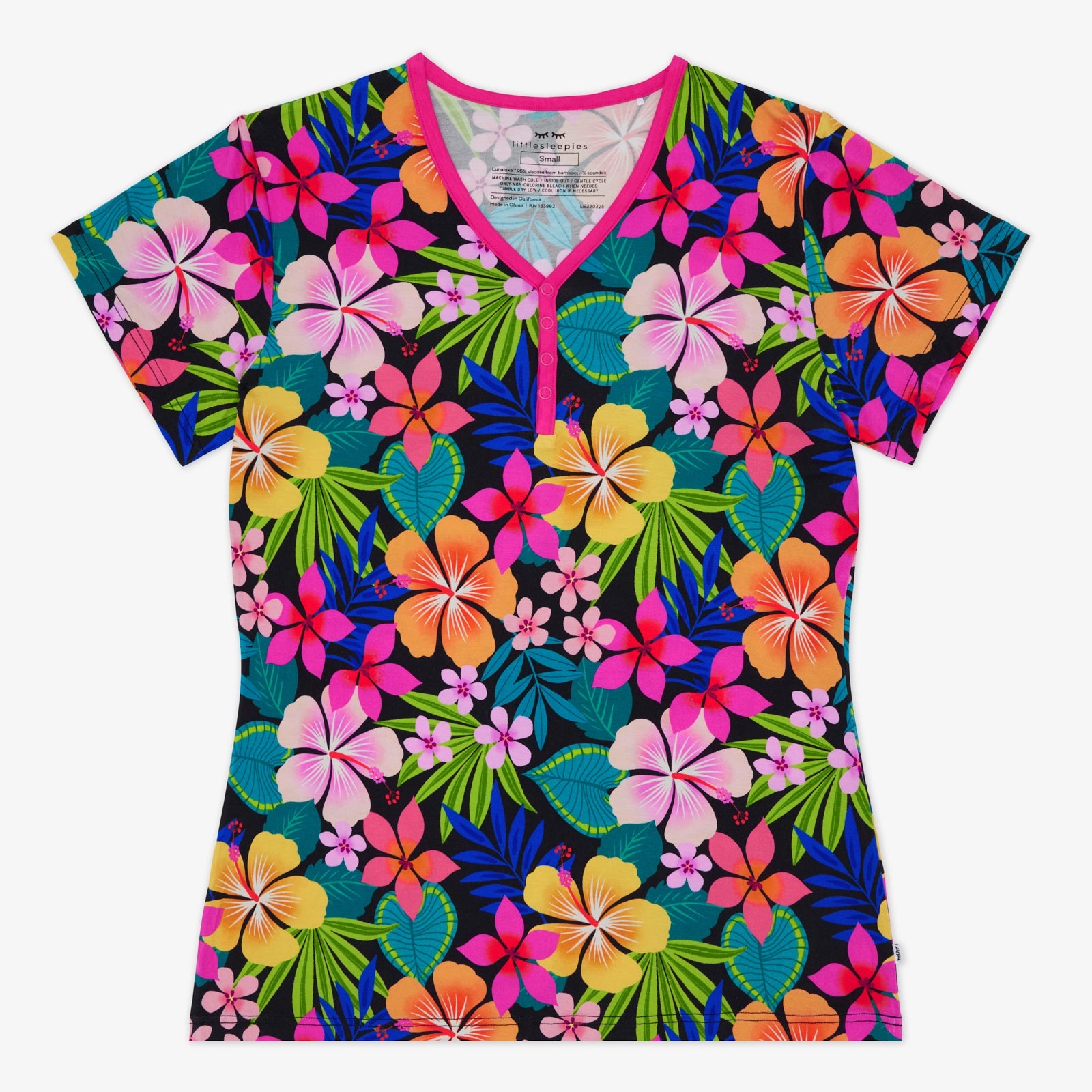 Jungle Blooms Women's Short Sleeve Pajama Top