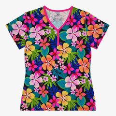Jungle Blooms Women's Short Sleeve Pajama Top