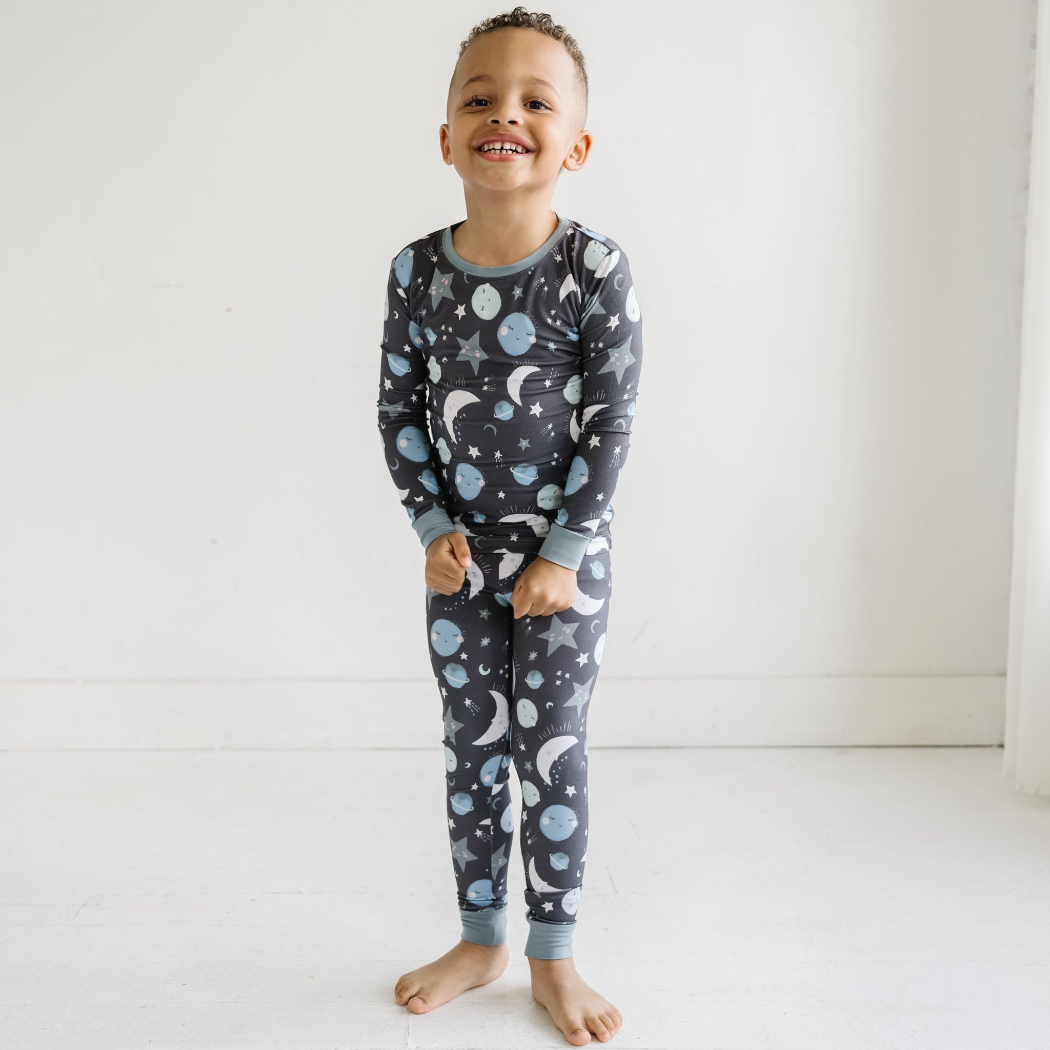 Blue To the Moon & Back Two-Piece Pajama Set