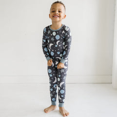 Blue To the Moon & Back Two-Piece Pajama Set