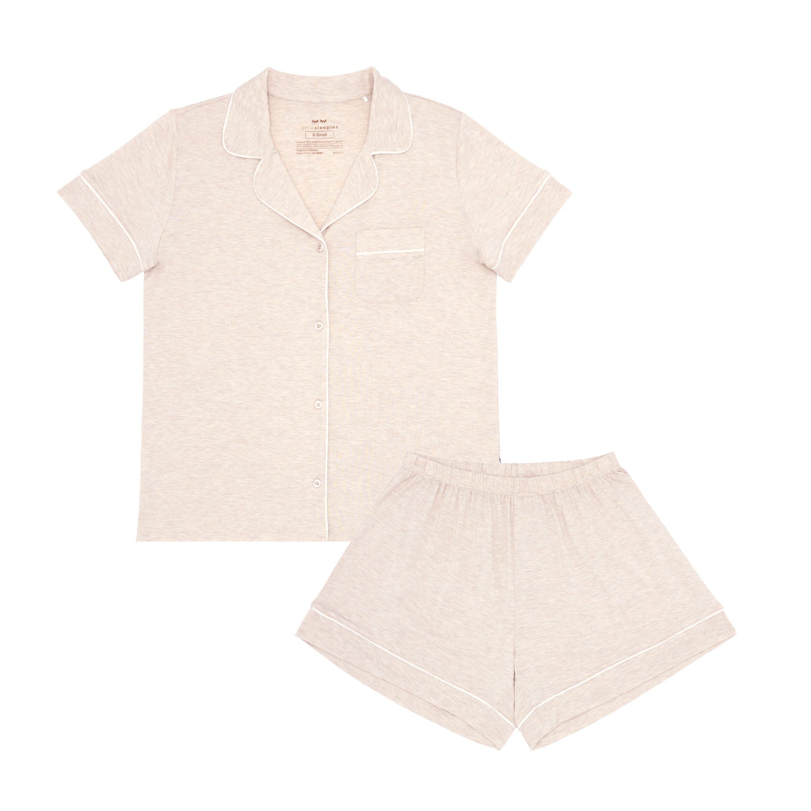 Heather Oatmeal Women's Short Sleeve & Shorts Pajama Set